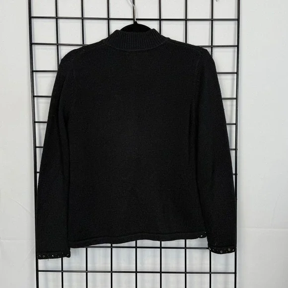Vintage Designers‎ Originals Sweater Womens Medium Petite Black Cat Lover Zip - Picture 3 of 10